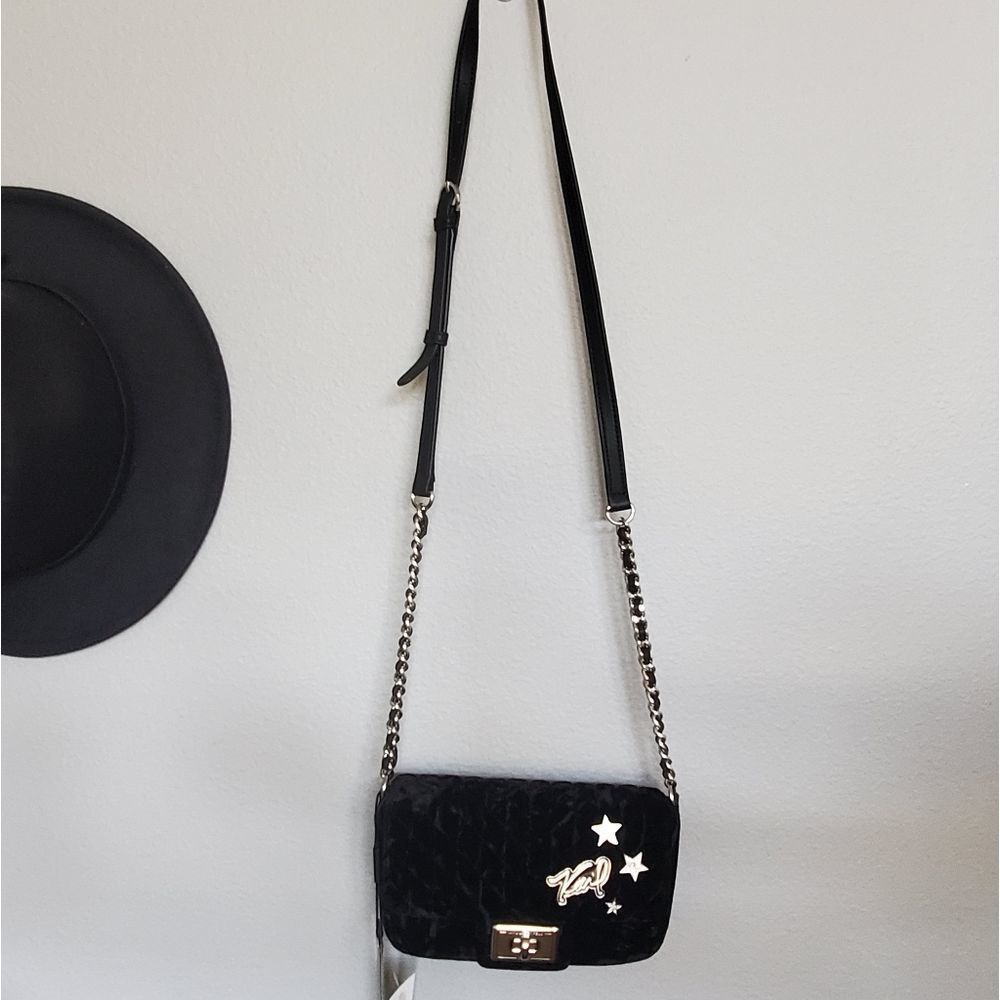 Karl Lagerfeld suede star crossbody Agyness